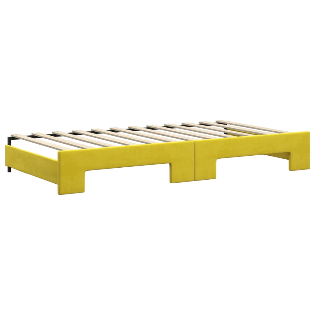 Divano Letto Estraibile con Cassetti Giallo 100x200cm Velluto