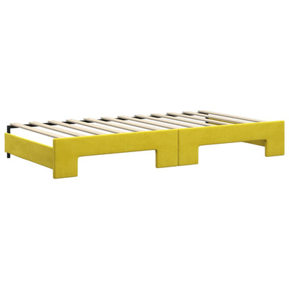 Divano Letto Estraibile con Cassetti Giallo 100x200cm Velluto