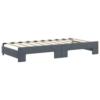 Divano Letto Estraibile Cassetti Grigio Scuro 90x190cm Velluto - homemem39