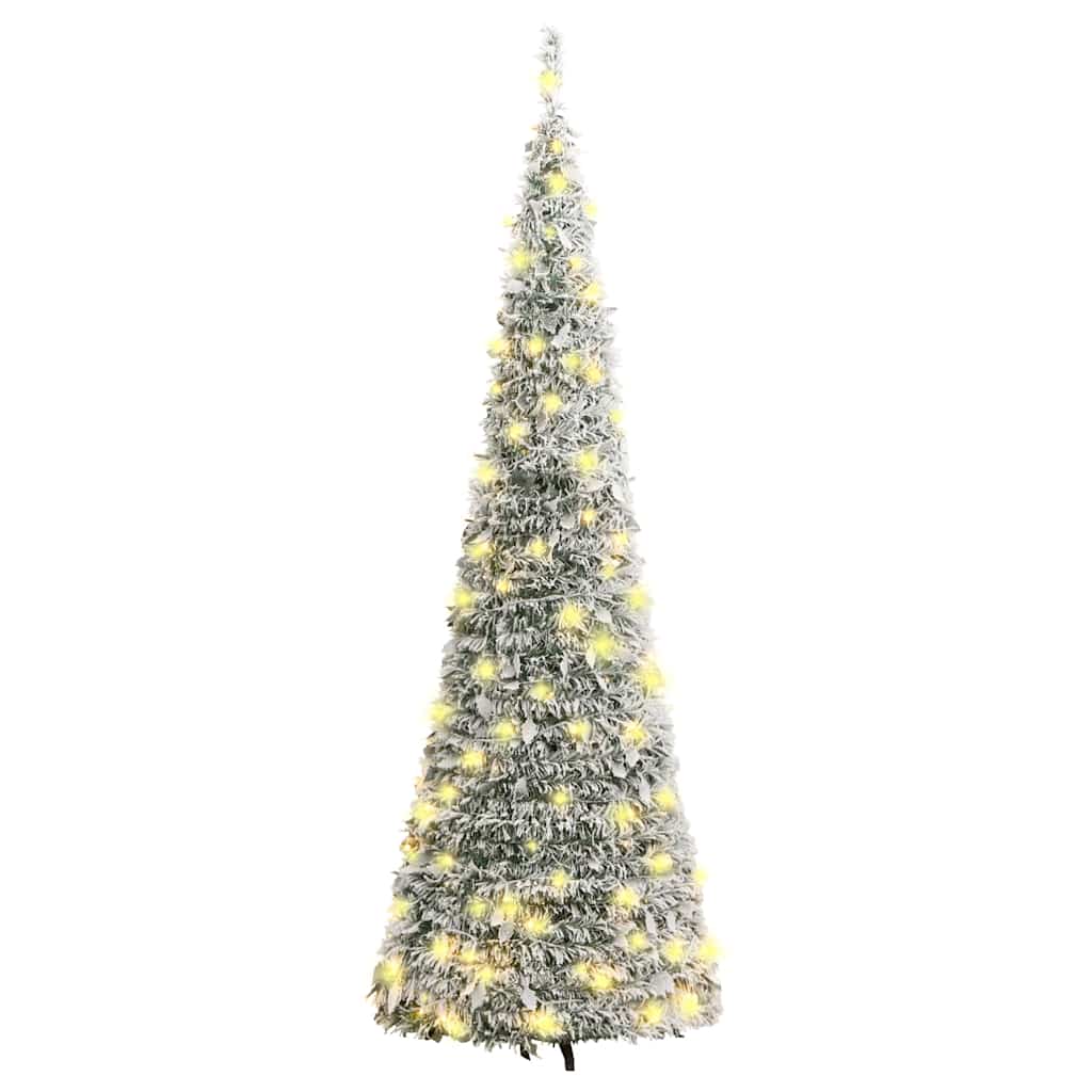 Albero di Natale Artificiale Pop-up Neve Fioccata 200 LED 210cm
