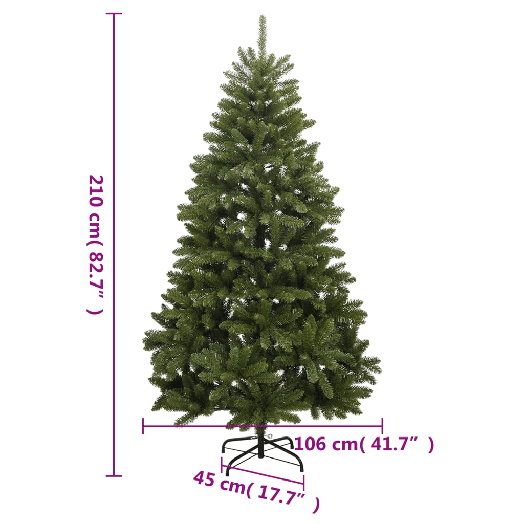 Albero di Natale Artificiale Incernierato con Base Verde 210 cm