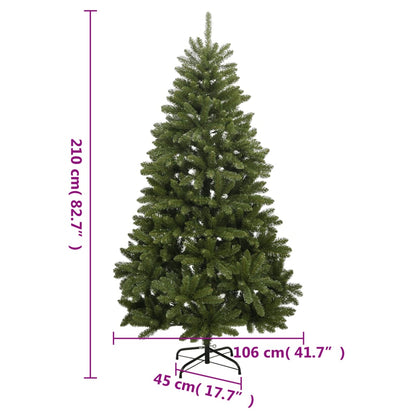 Albero di Natale Artificiale Incernierato con Base Verde 210 cm