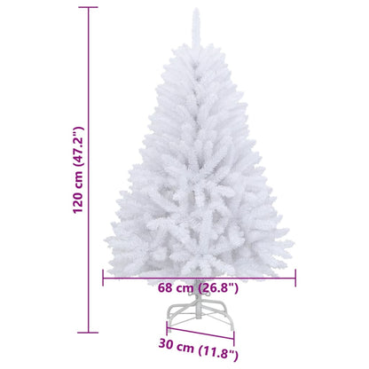 Albero di Natale Artificiale Incernierato con Base Bianco 120cm