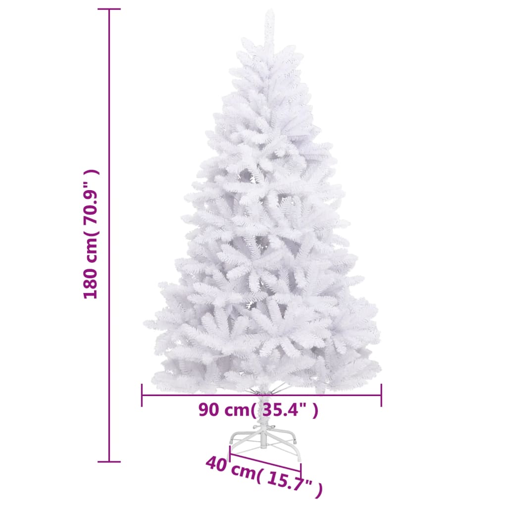 Albero di Natale Artificiale Incernierato con Base Bianco 180cm | homemem39