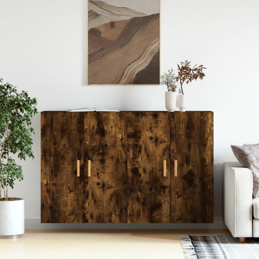 Armadietti a Parete 2 pz Rovere Fumo in Legno Multistrato - homemem39