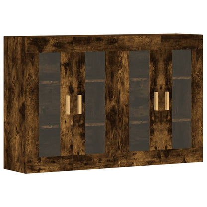 Armadietti a Parete 2 pz Rovere Fumo in Legno Multistrato