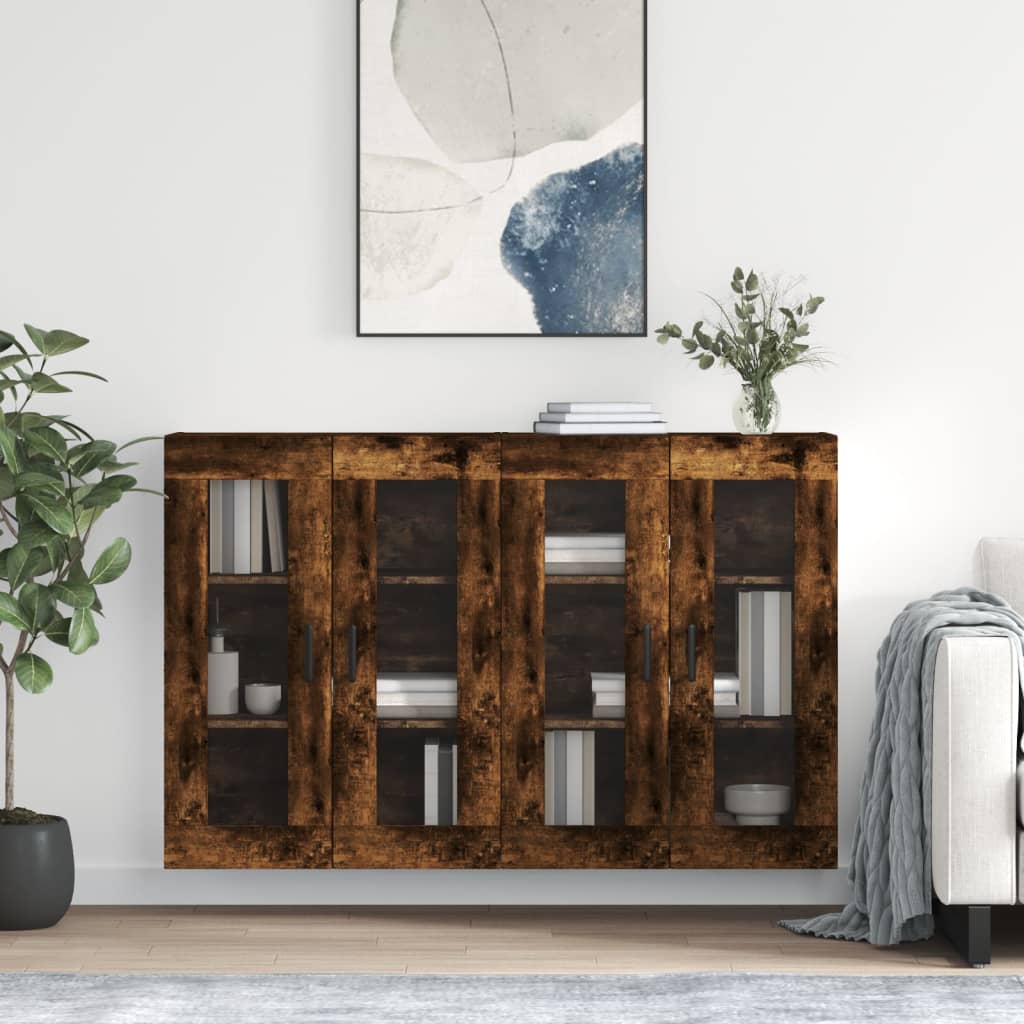Armadietti a Parete 2 pz Rovere Fumo in Legno Multistrato - homemem39