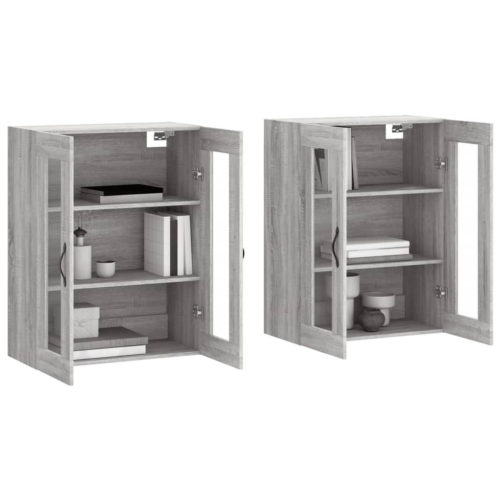 Armadietti a Parete 2 pz Grigio Sonoma in Legno Multistrato - homemem39