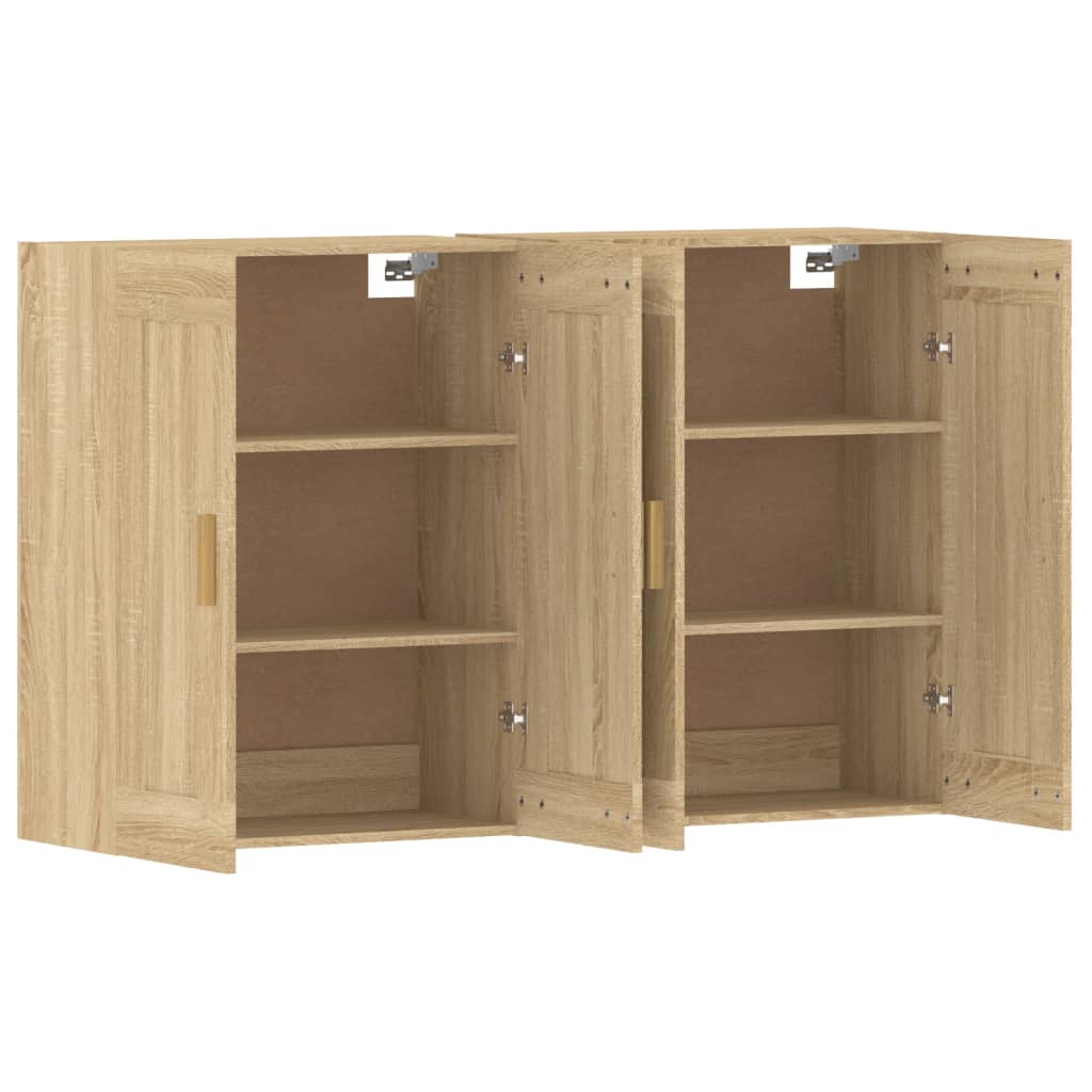 Armadietti a Parete 2 pz Rovere Sonoma in Legno Multistrato | homemem39