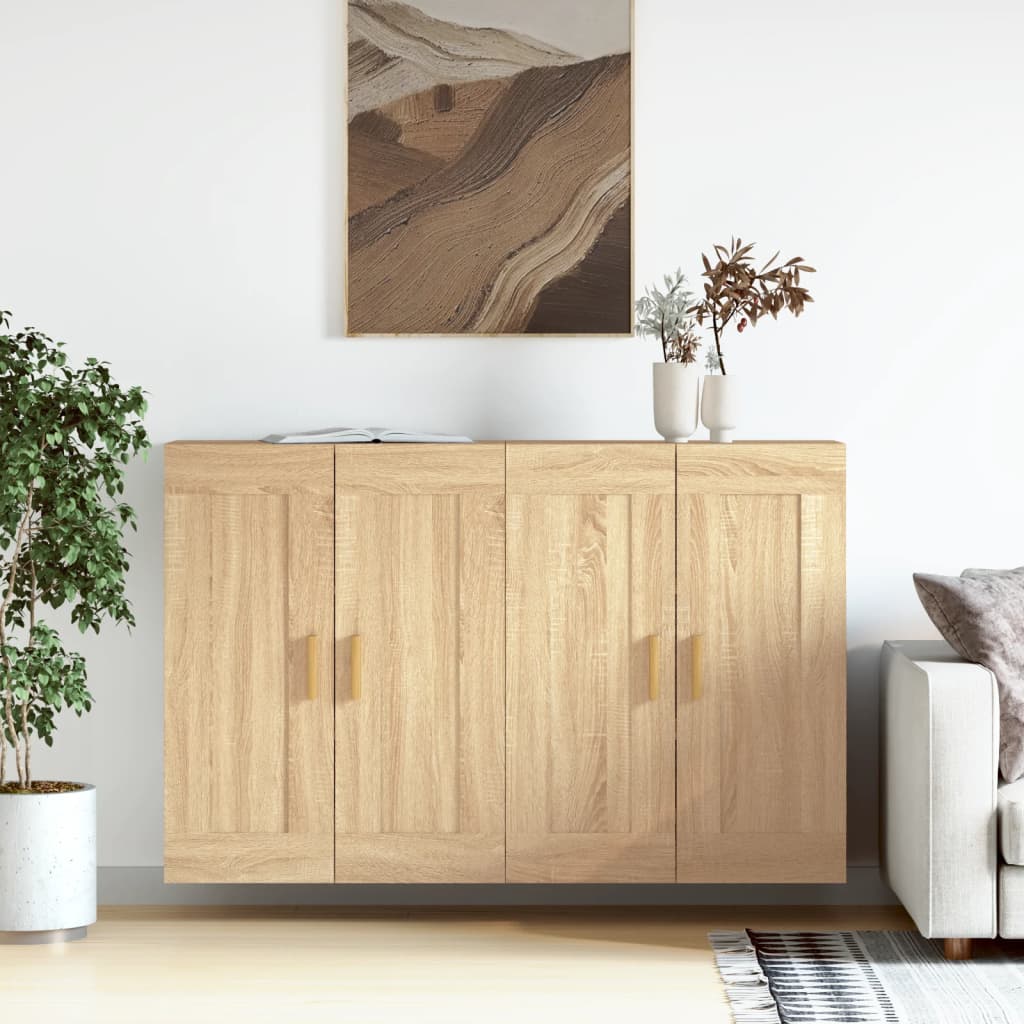 Armadietti a Parete 2 pz Rovere Sonoma in Legno Multistrato | homemem39