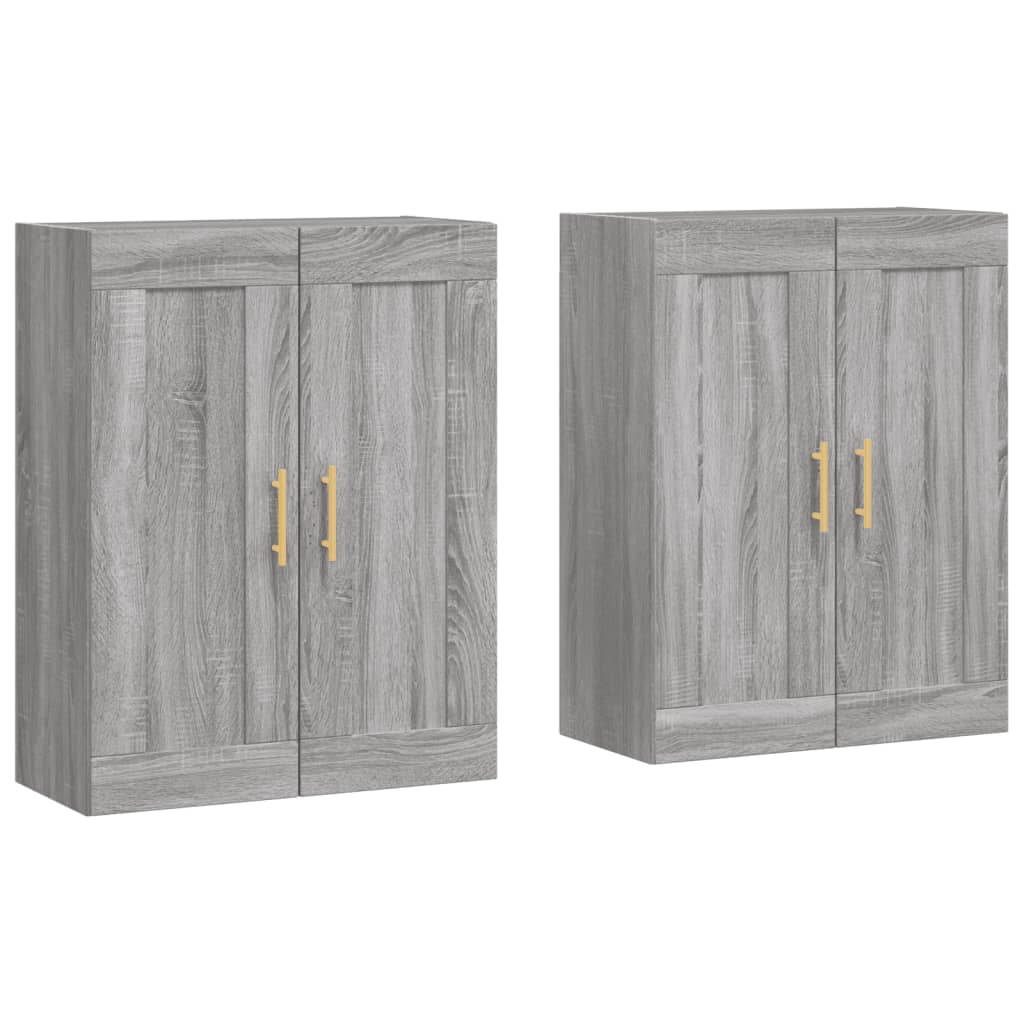 Armadietti a Parete 2 pz Grigio Sonoma in Legno Multistrato | homemem39