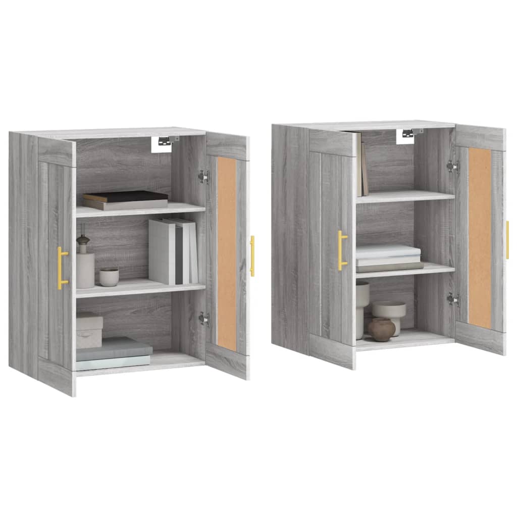 Armadietti a Parete 2 pz Grigio Sonoma in Legno Multistrato | homemem39