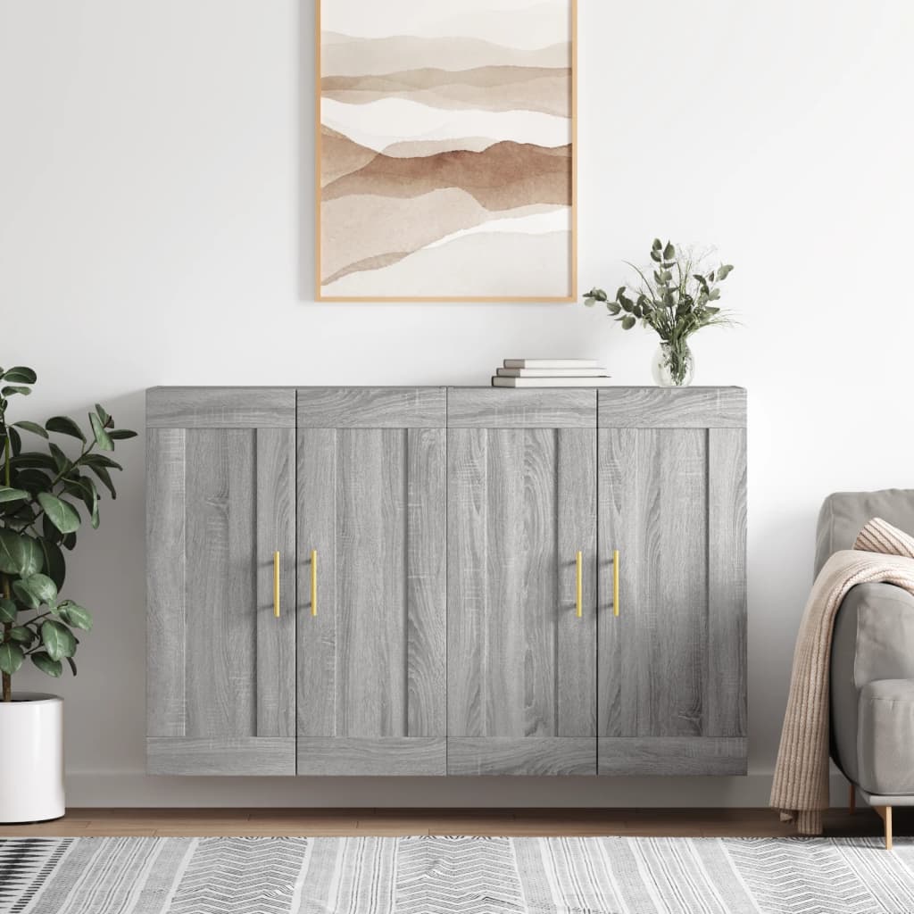 Armadietti a Parete 2 pz Grigio Sonoma in Legno Multistrato | homemem39