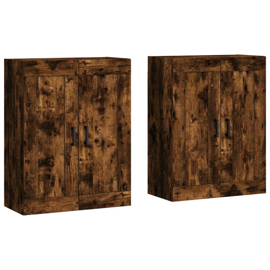 Armadietti a Parete 2 pz Rovere Fumo in Legno Multistrato | homemem39