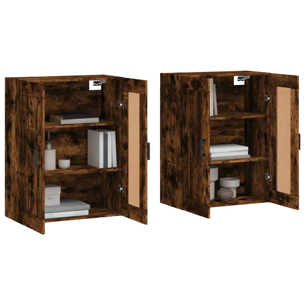 Armadietti a Parete 2 pz Rovere Fumo in Legno Multistrato | homemem39