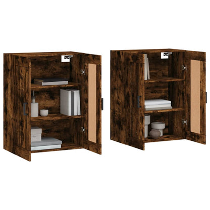 Armadietti a Parete 2 pz Rovere Fumo in Legno Multistrato | homemem39