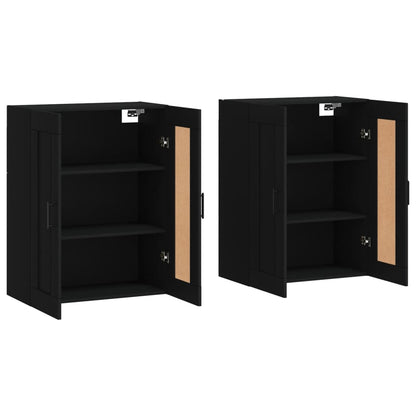 Wall Cabinets 2 pcs Black in Multilayer Wood