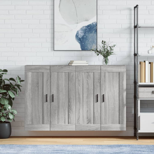 Wall Cabinets 2 pcs Sonoma Gray in Multilayer Wood