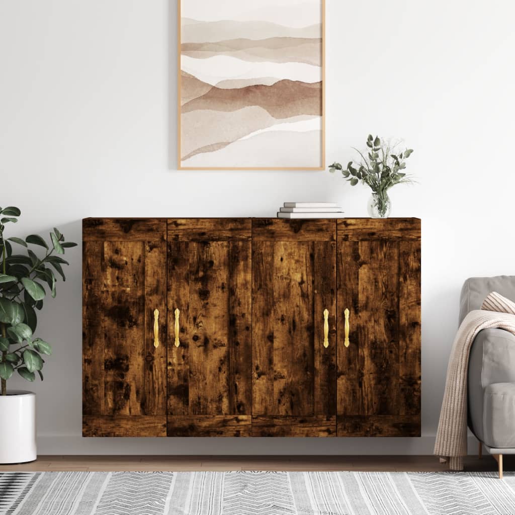 Armadietti a Parete 2 pz Rovere Fumo in Legno Multistrato - homemem39