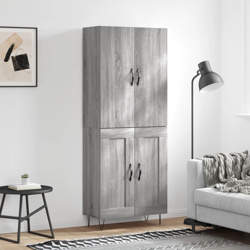 Credenza Grigio Sonoma 69,5x34x180 cm in Legno Multistrato - homemem39
