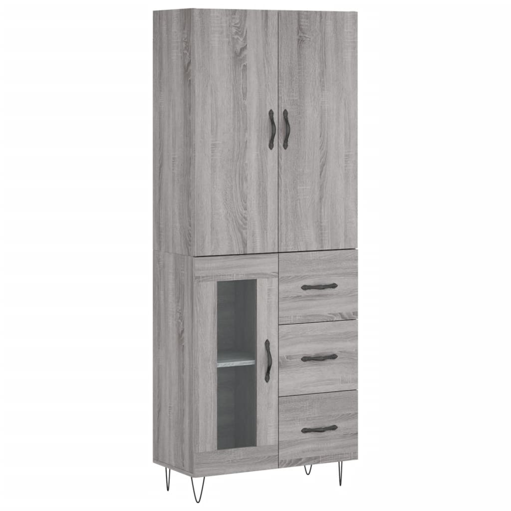 Credenza Grigio Sonoma 69,5x34x180 cm in Legno Multistrato - homemem39