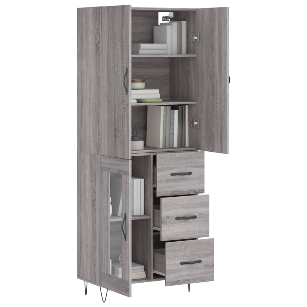 Credenza Grigio Sonoma 69,5x34x180 cm in Legno Multistrato - homemem39