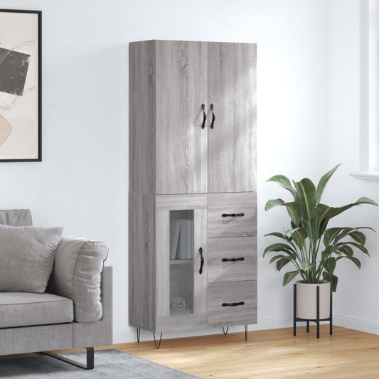 Credenza Grigio Sonoma 69,5x34x180 cm in Legno Multistrato - homemem39
