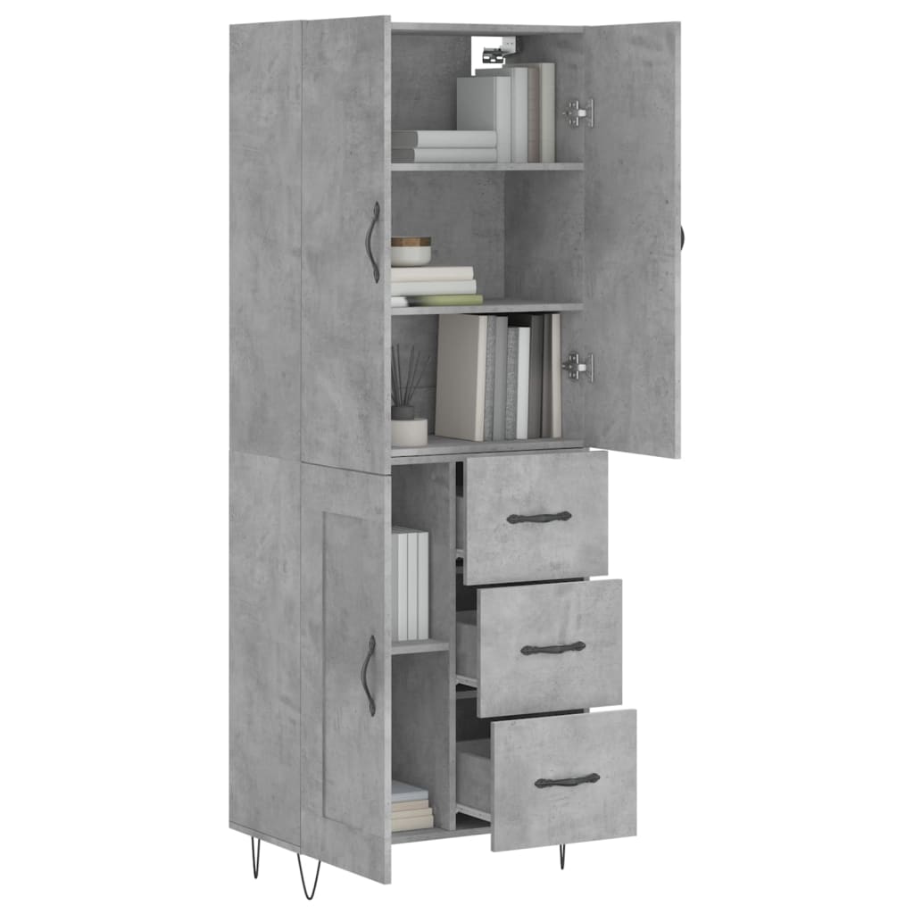 Credenza Grigio Cemento 69,5x34x180 cm in Legno Multistrato - homemem39