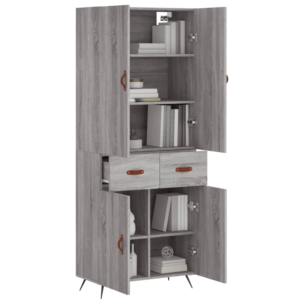 Credenza Grigio Sonoma 69,5x34x180 cm in Legno Multistrato - homemem39
