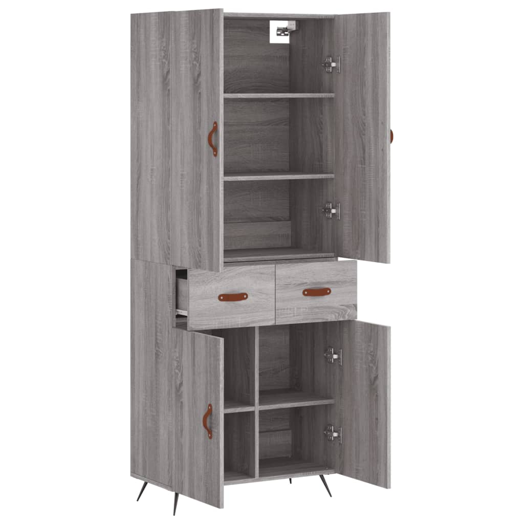 Credenza Grigio Sonoma 69,5x34x180 cm in Legno Multistrato | homemem39