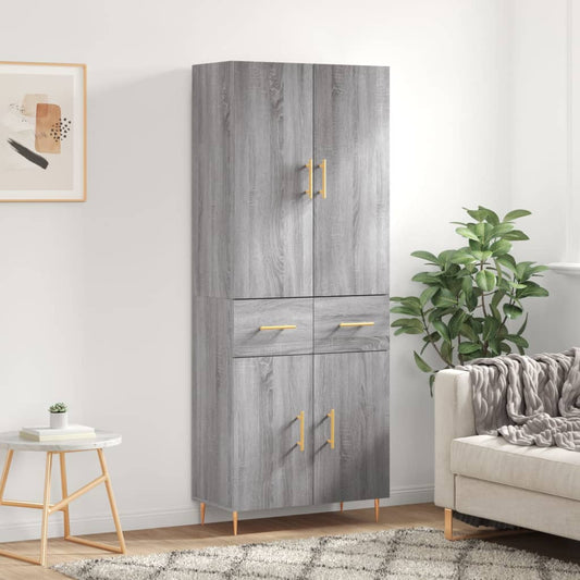 Credenza Grigio Sonoma 69,5x34x180 cm in Legno Multistrato - homemem39