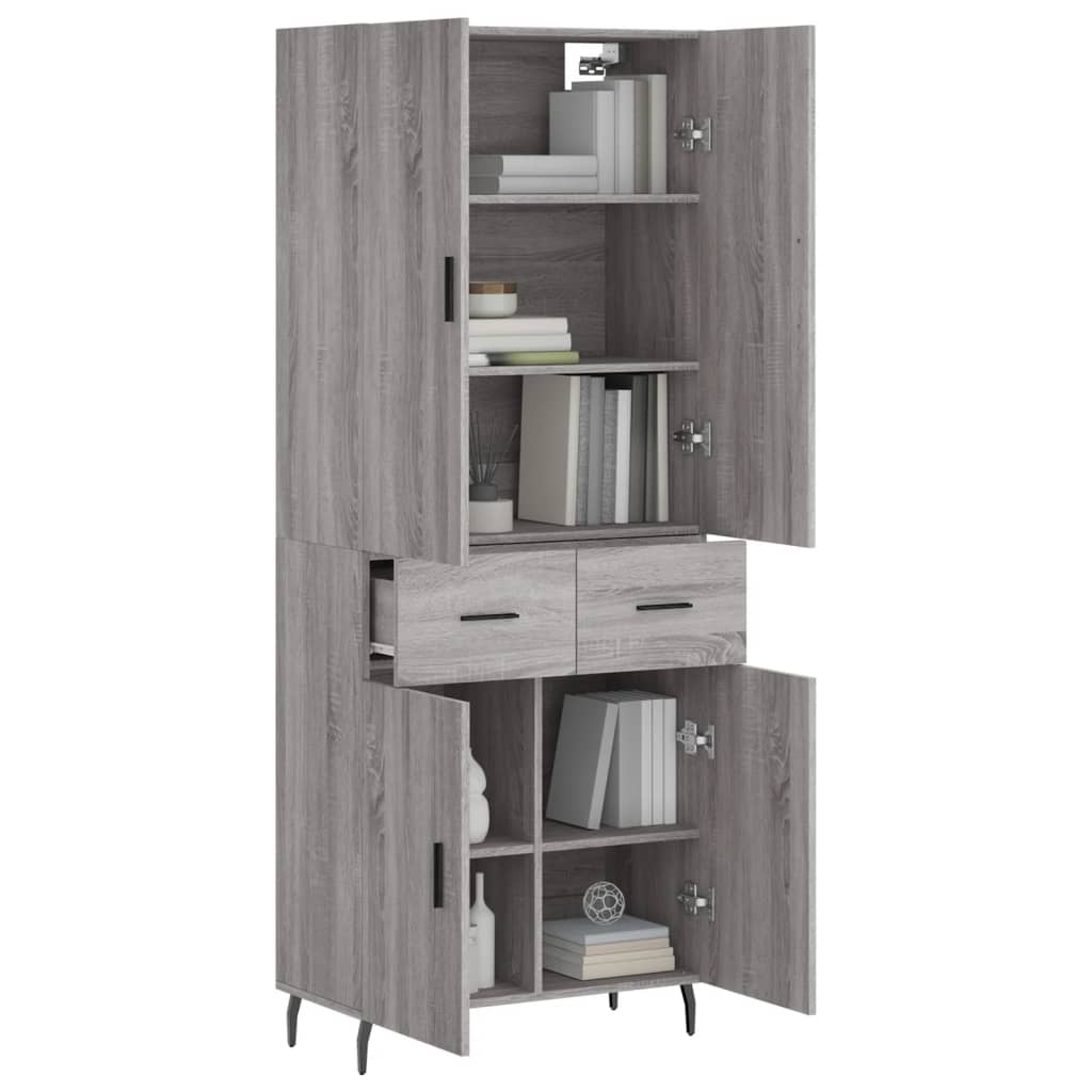 Credenza Grigio Sonoma 69,5x34x180 cm in Legno Multistrato - homemem39