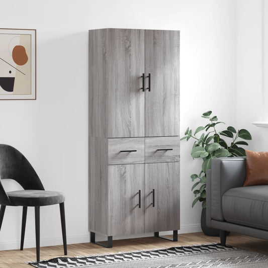 Credenza Grigio Sonoma 69,5x34x180 cm in Legno Multistrato - homemem39