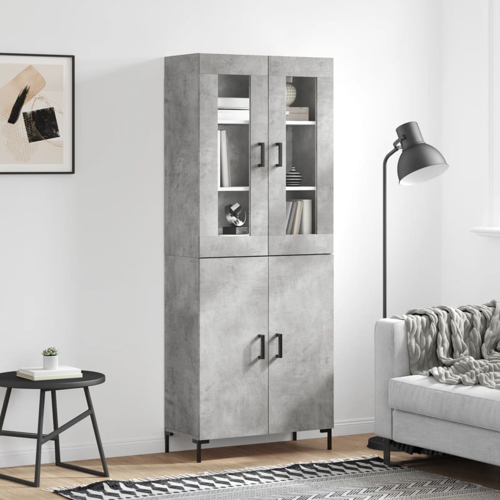 Credenza Grigio Cemento 69,5x34x180 cm in Legno Multistrato - homemem39
