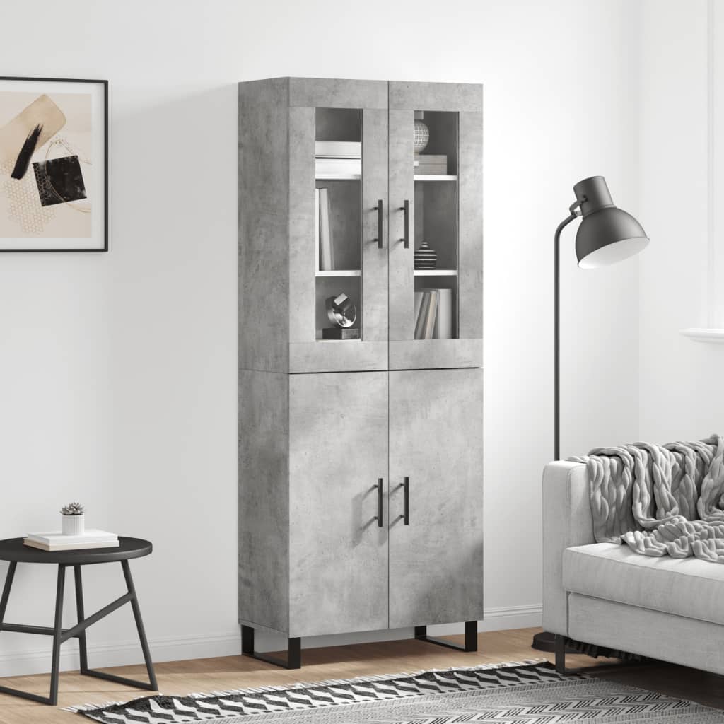 Credenza Grigio Cemento 69,5x34x180 cm in Legno Multistrato - homemem39