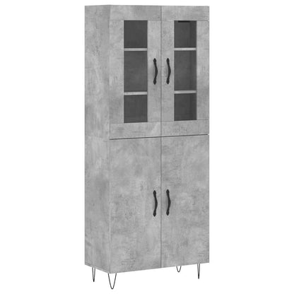 Credenza Grigio Cemento 69,5x34x180 cm in Legno Multistrato