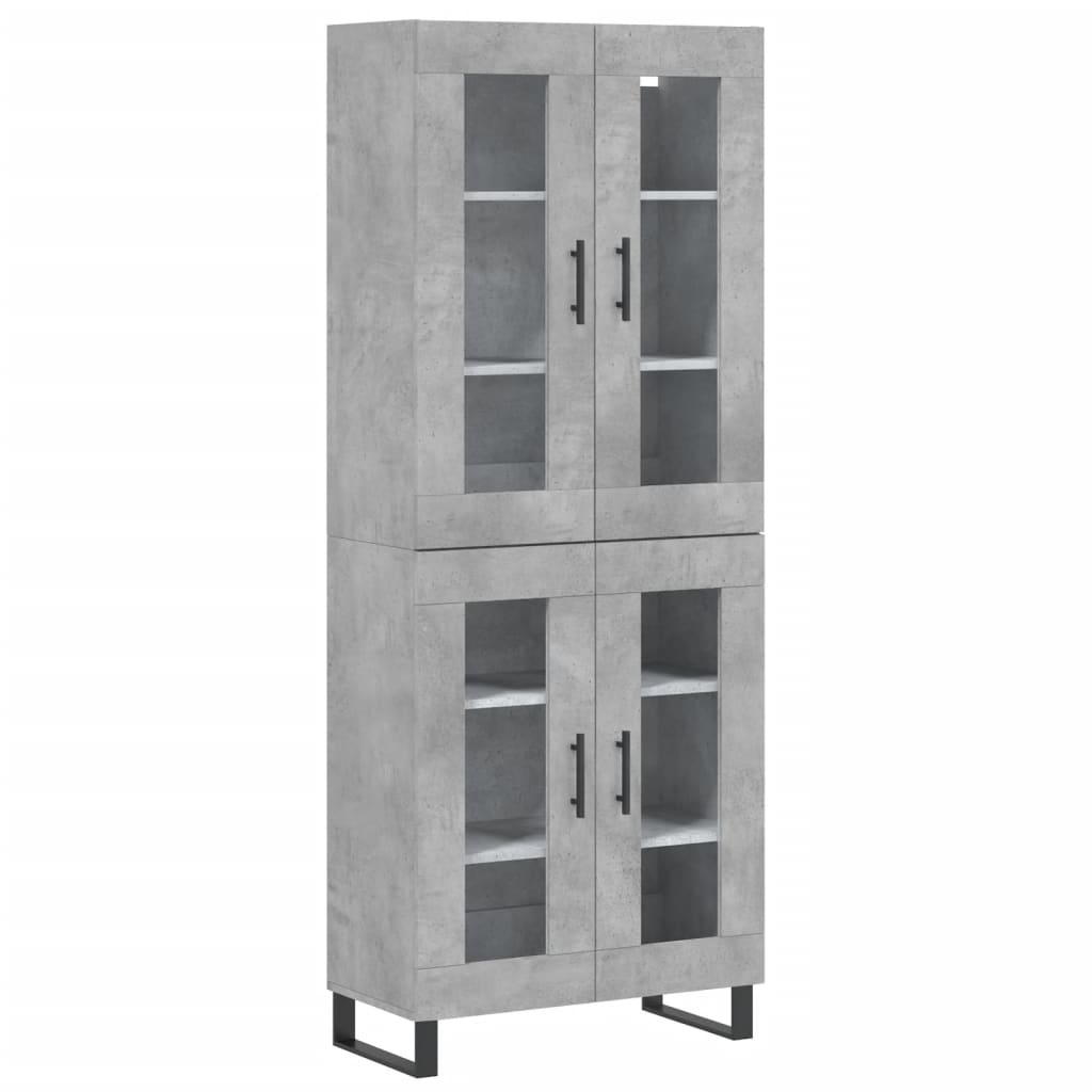 Credenza Grigio Cemento 69,5x34x180 cm in Legno Multistrato