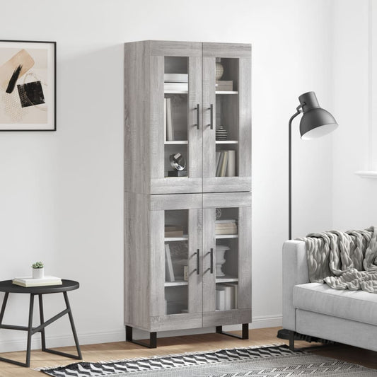 Credenza Grigio Sonoma 69,5x34x180 cm in Legno Multistrato