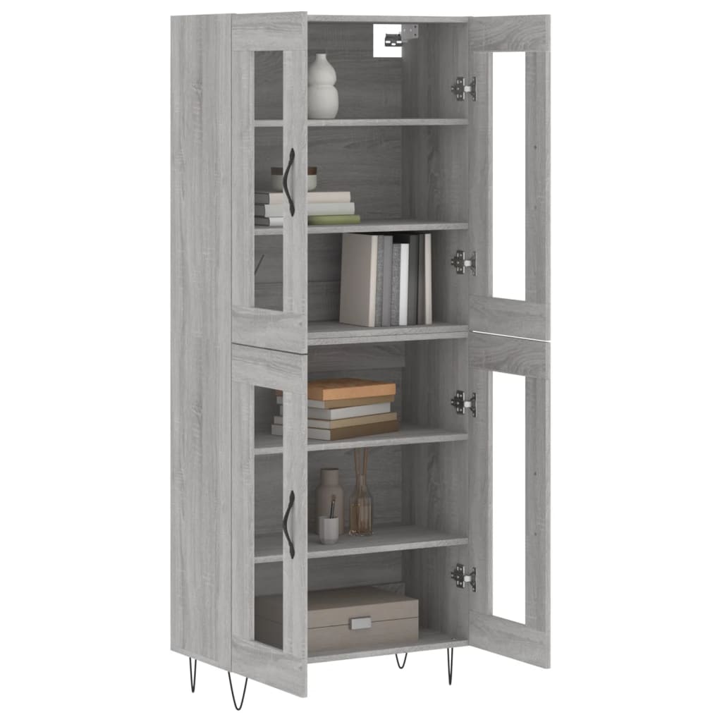 Credenza Grigio Sonoma 69,5x34x180 cm in Legno Multistrato