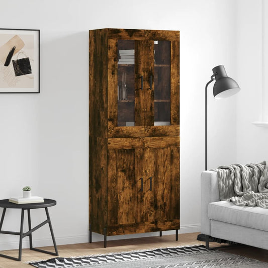Credenza Rovere Fumo 69,5x34x180 cm in Legno Multistrato