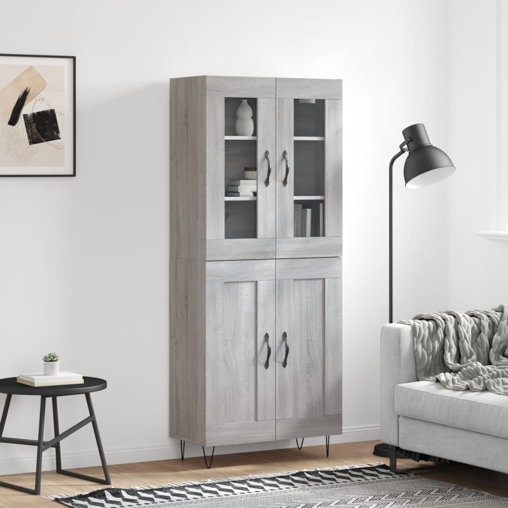 Credenza Grigio Sonoma 69,5x34x180 cm in Legno Multistrato - homemem39