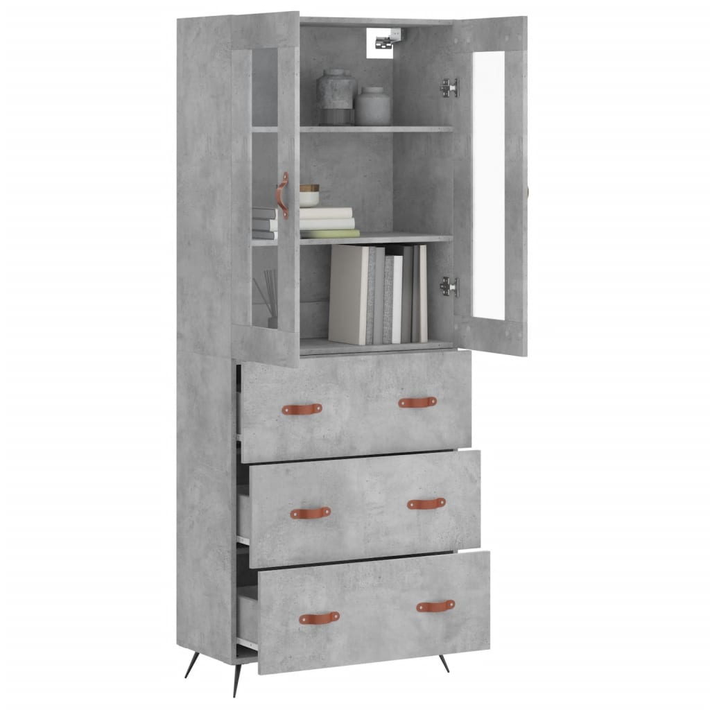 Credenza Grigio Cemento 69,5x34x180 cm in Legno Multistrato - homemem39