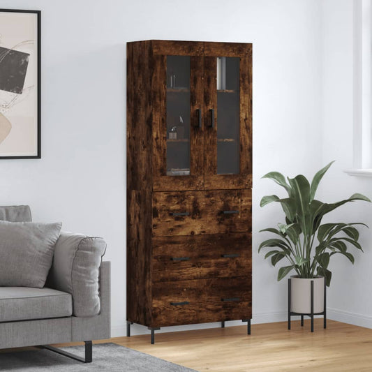 Credenza Rovere Fumo 69,5x34x180 cm in Legno Multistrato