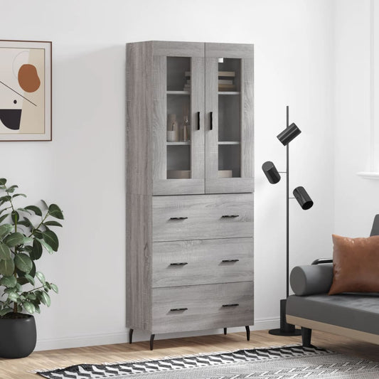 Sonoma Gray Sideboard 69.5x34x180 cm in Multilayer Wood
