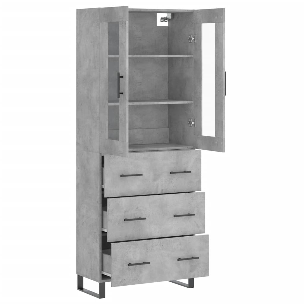 Credenza Grigio Cemento 69,5x34x180 cm in Legno Multistrato