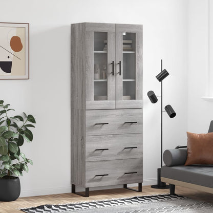 Credenza Grigio Sonoma 69,5x34x180 cm in Legno Multistrato