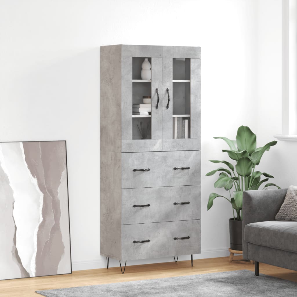 Credenza Grigio Cemento 69,5x34x180 cm in Legno Multistrato - homemem39