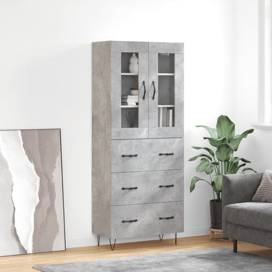 Credenza Grigio Cemento 69,5x34x180 cm in Legno Multistrato - homemem39