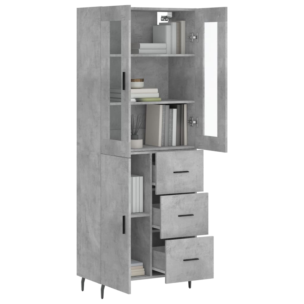 Credenza Grigio Cemento 69,5x34x180 cm in Legno Multistrato - homemem39