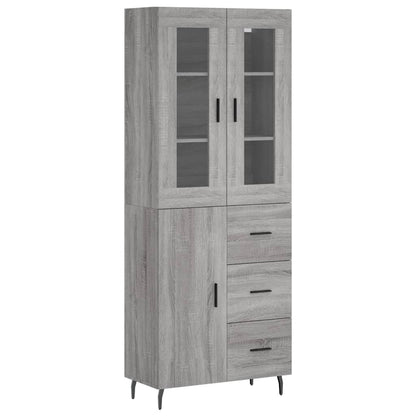 Credenza Grigio Sonoma 69,5x34x180 cm in Legno Multistrato